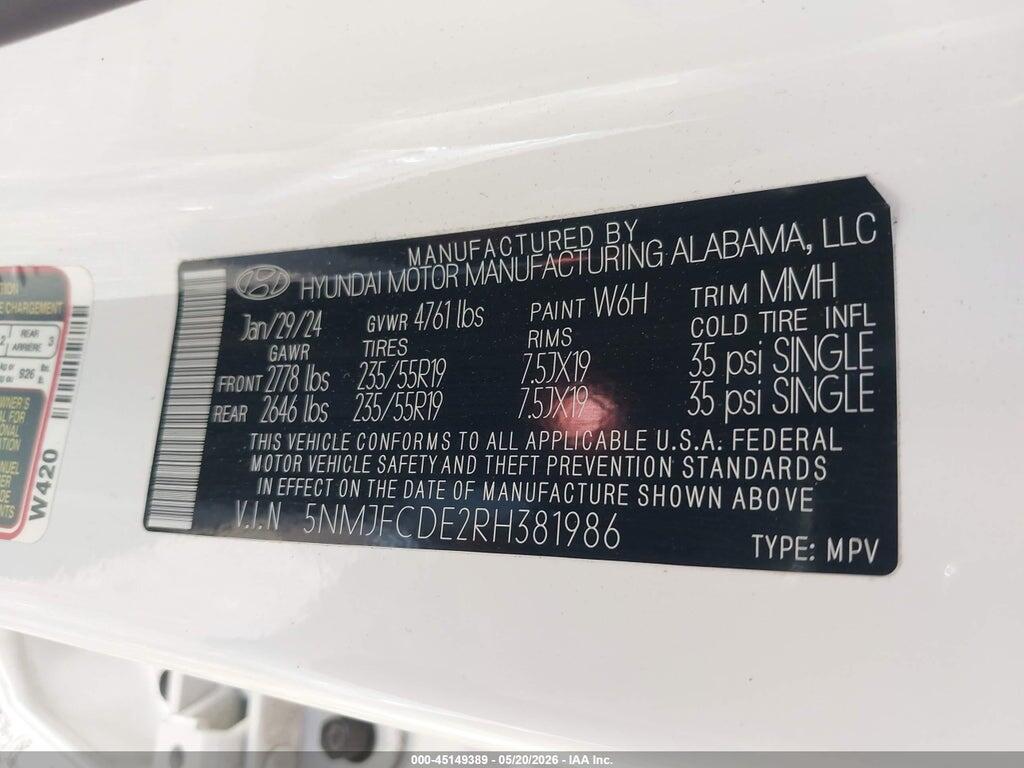 5NMJFCDE2RH381986 2024 HYUNDAI TUCSON photo no. 9