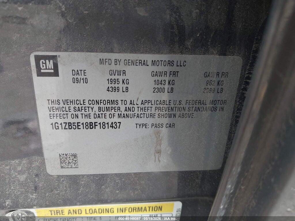1G1ZB5E18BF181437 2011 CHEVROLET MALIBU photo no. 9
