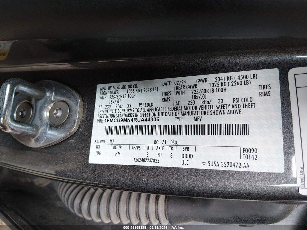 1FMCU9MN4RUA44306 2024 FORD ESCAPE photo no. 9