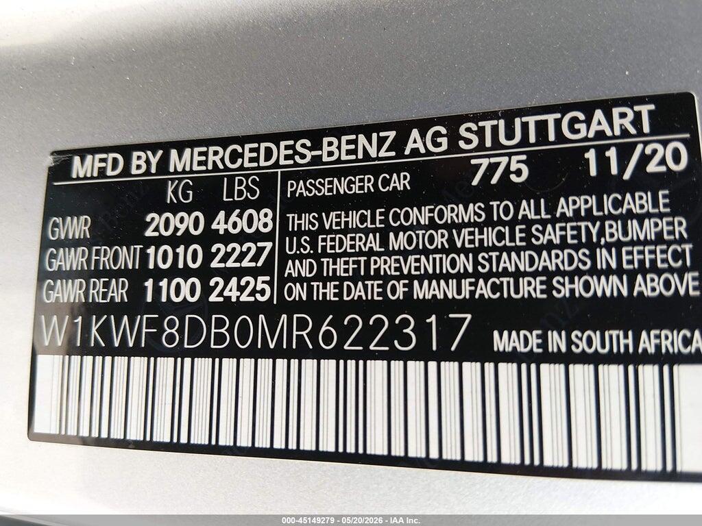 W1KWF8DB0MR622317 2021 MERCEDES-BENZ C 300 photo no. 9
