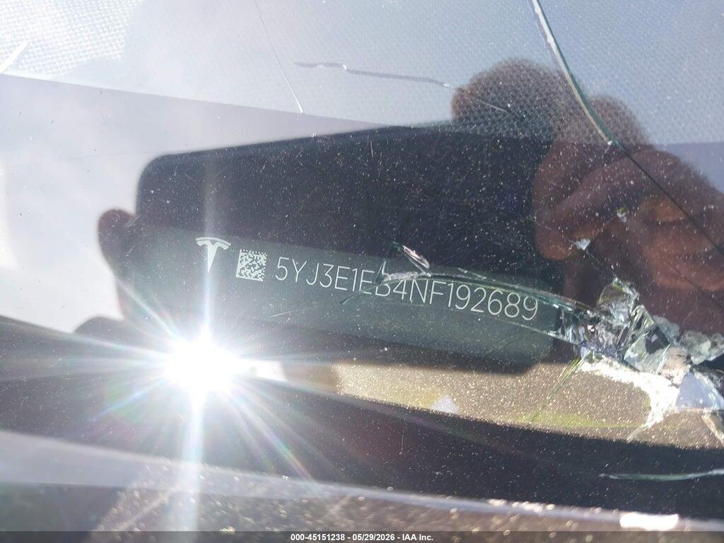 5YJ3E1EB4NF192689 2022 TESLA MODEL 3 photo no. 9