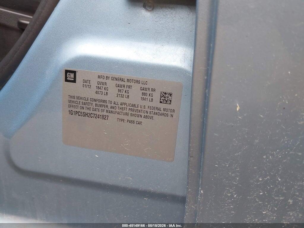 1G1PC5SH2C7241827 2012 CHEVROLET CRUZE photo no. 9