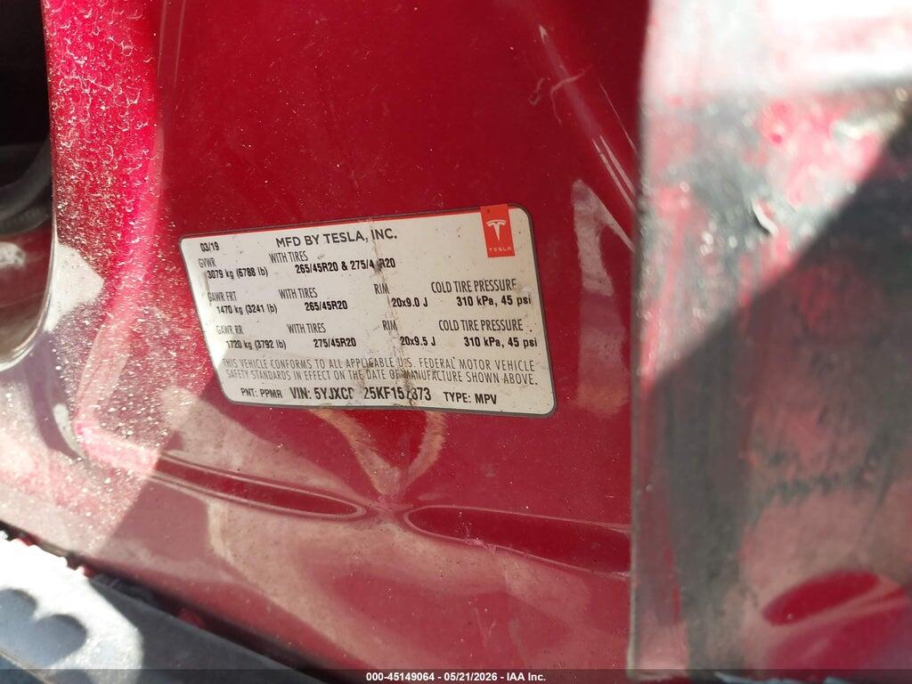 5YJXCDE25KF157373 2019 TESLA MODEL X photo no. 9