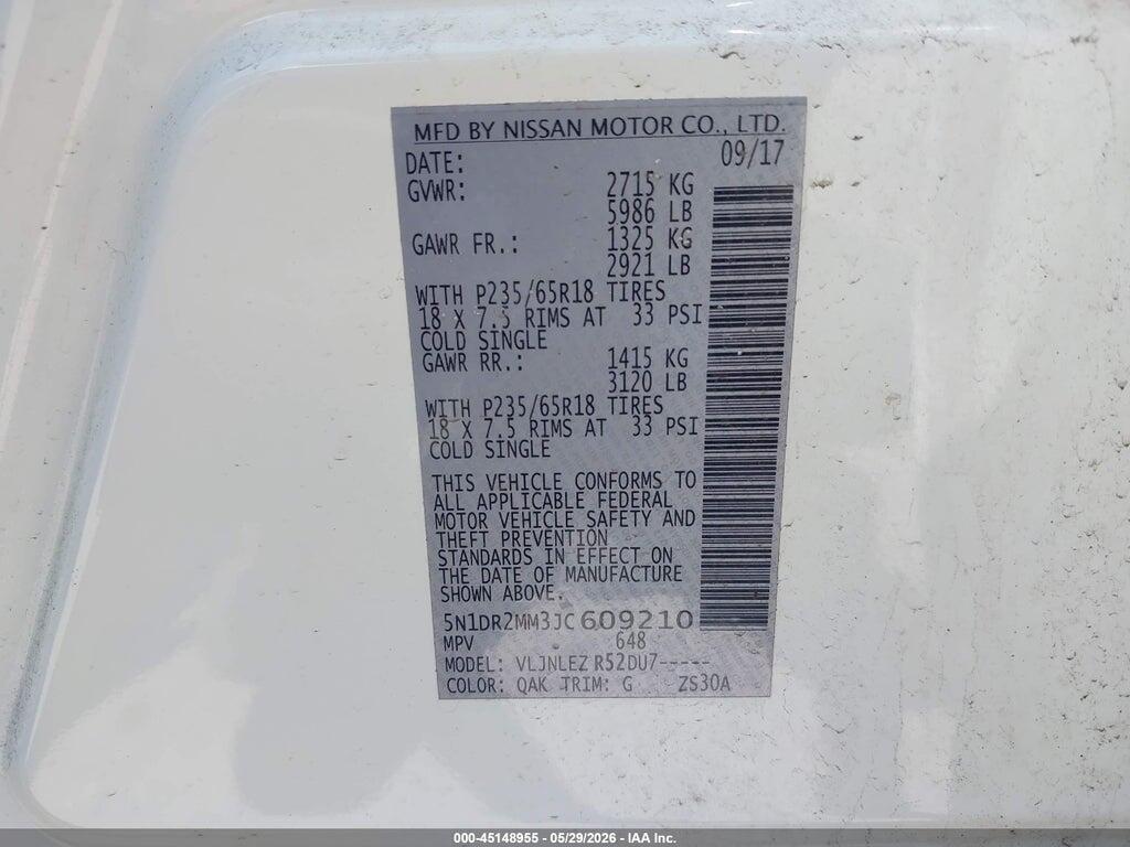 5N1DR2MM3JC609210 2018 NISSAN PATHFINDER photo no. 9