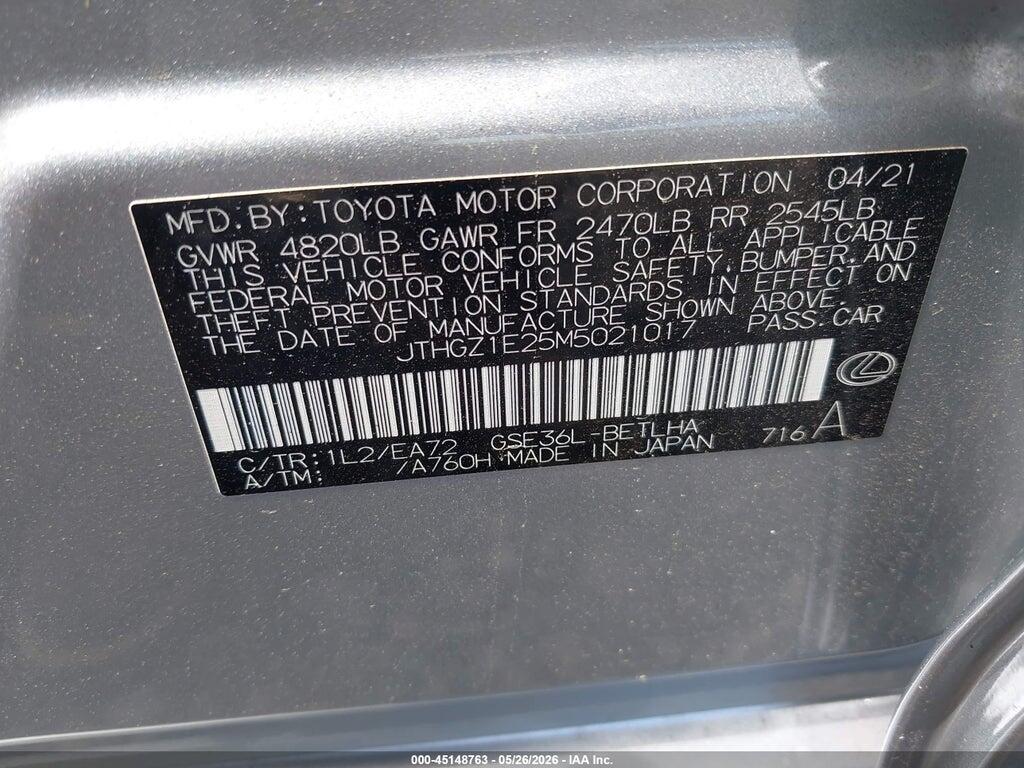 JTHGZ1E25M5021017 2021 LEXUS IS 350 photo no. 9