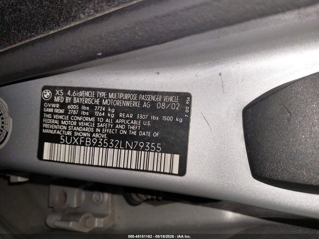 5UXFB93532LN79355 2002 BMW X5 photo no. 9