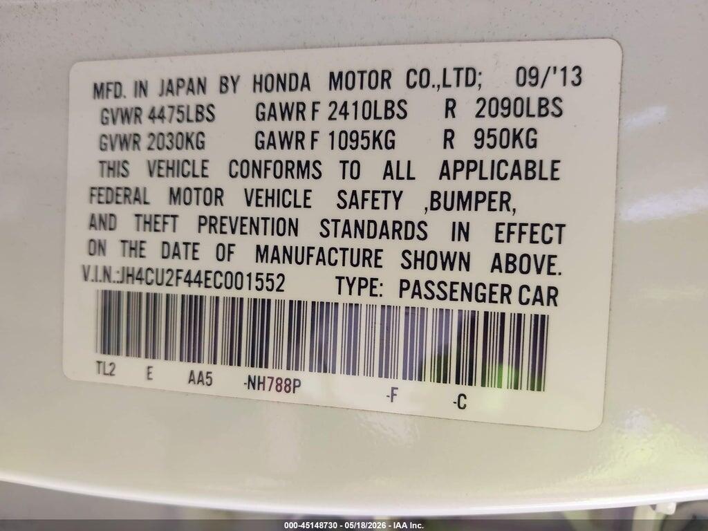 JH4CU2F44EC001552 2014 ACURA TSX photo no. 9