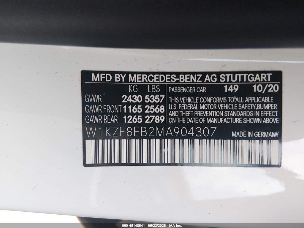 W1KZF8EB2MA904307 2021 MERCEDES-BENZ E 350 photo no. 9