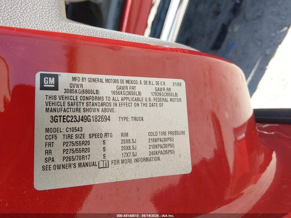 3GTEC23J49G182694 2009 GMC SIERRA 1500 photo no. 9
