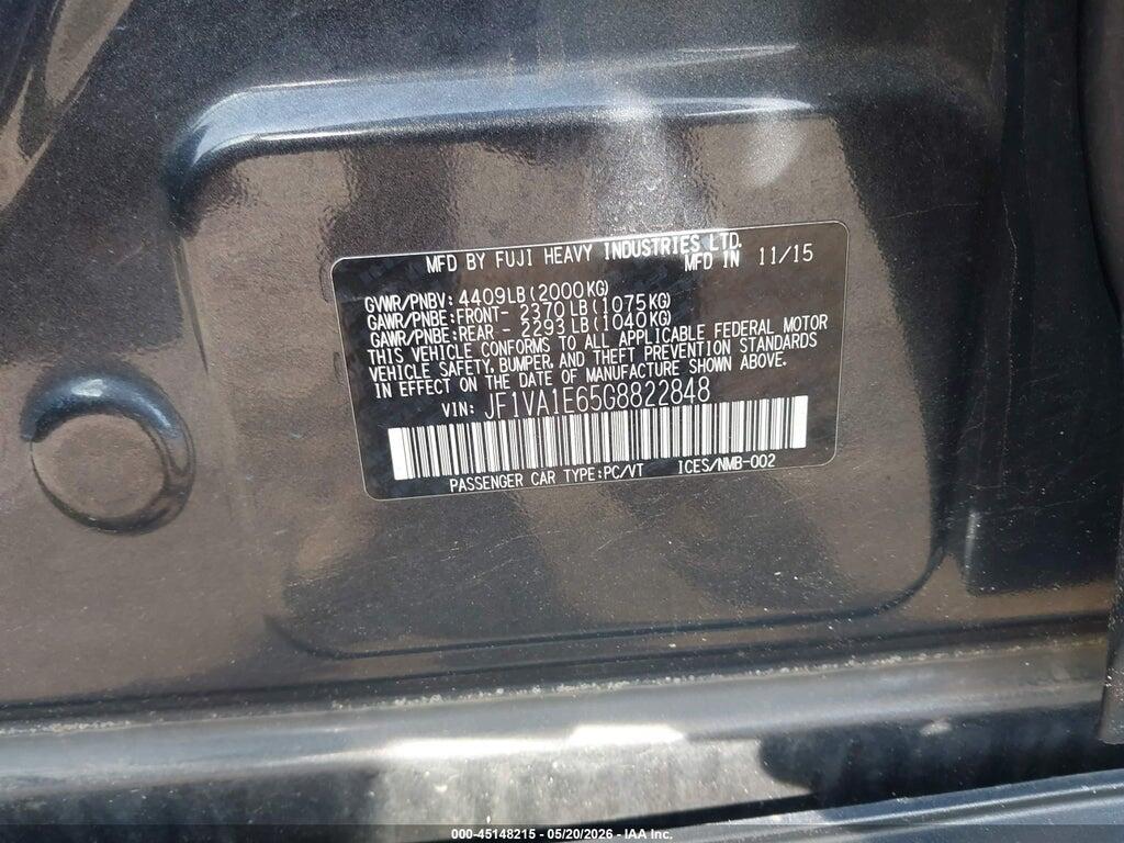 JF1VA1E65G8822848 2016 SUBARU WRX photo no. 9