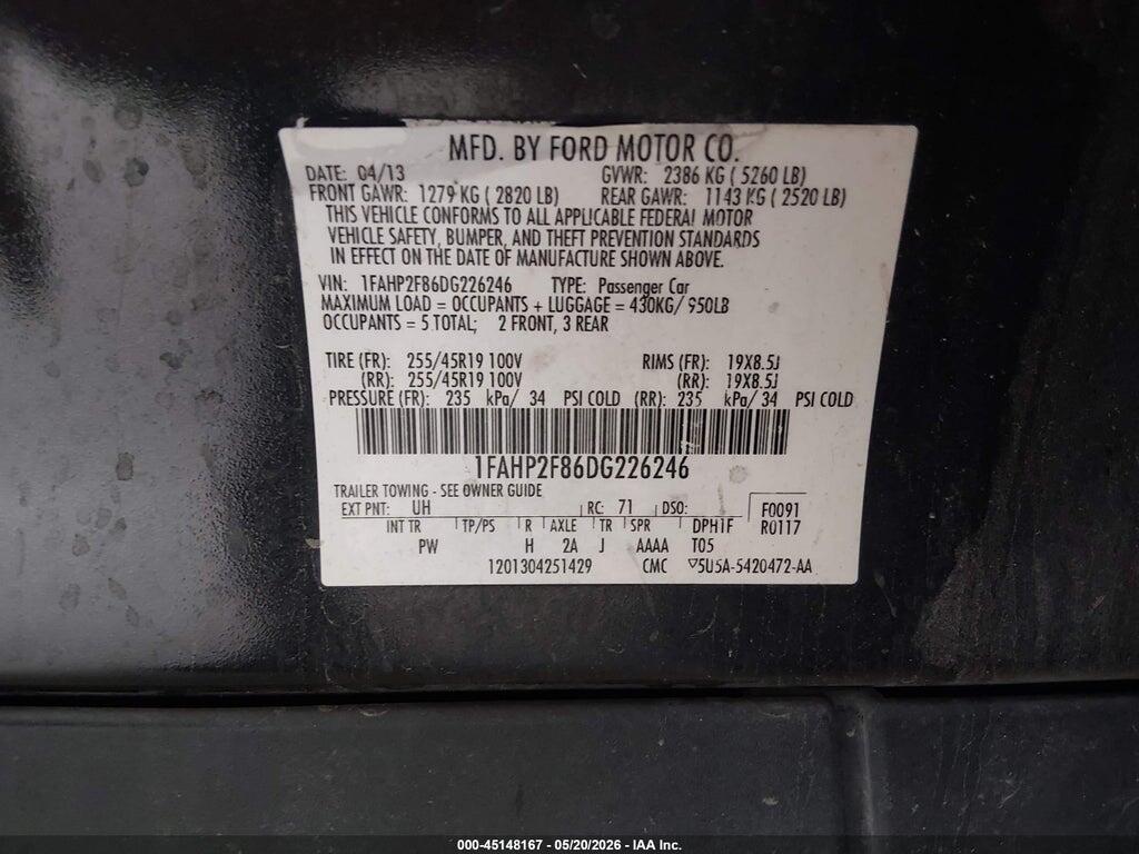 1FAHP2F86DG226246 2013 FORD TAURUS photo no. 9