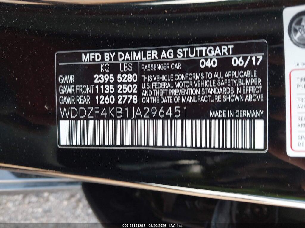 WDDZF4KB1JA296451 2018 MERCEDES-BENZ E 300 photo no. 9