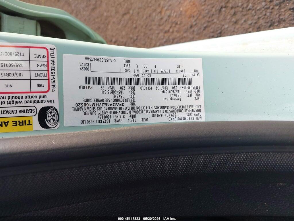 3FADP4EJ7HM168528 2017 FORD FIESTA photo no. 9