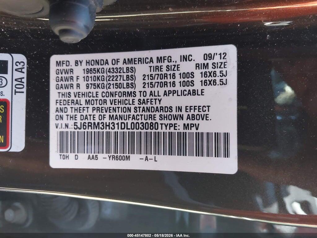 5J6RM3H31DL003080 2013 HONDA CR-V photo no. 9