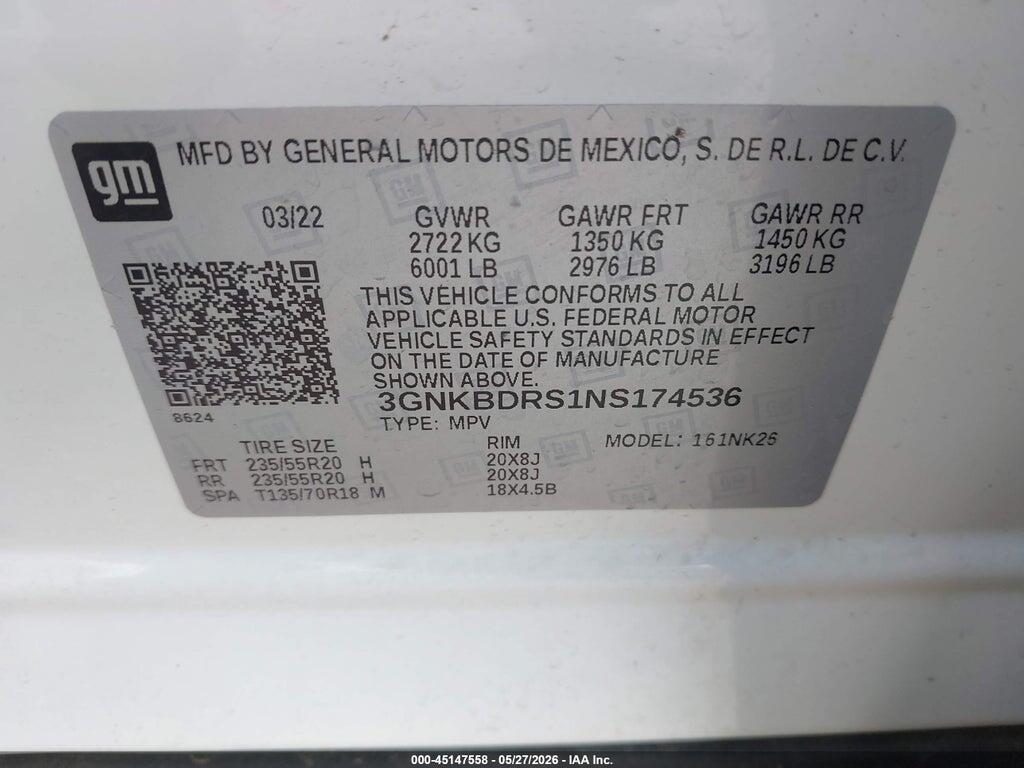 3GNKBDRS1NS174536 2022 CHEVROLET BLAZER photo no. 9