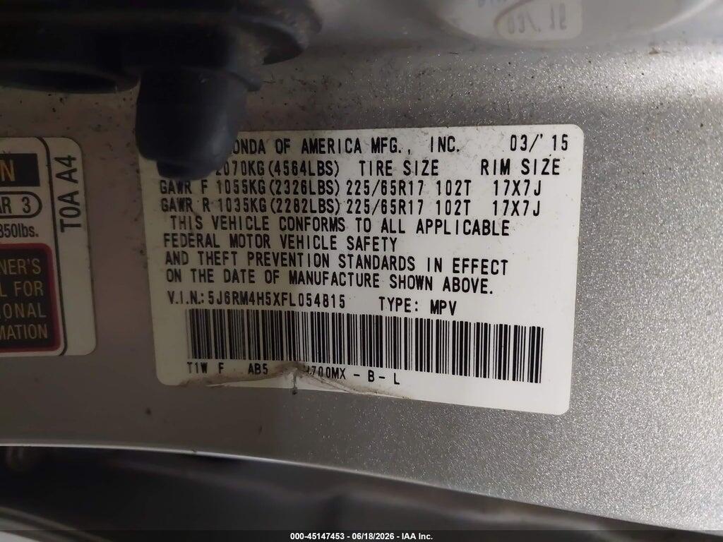 5J6RM4H5XFL054815 2015 HONDA CR-V photo no. 9
