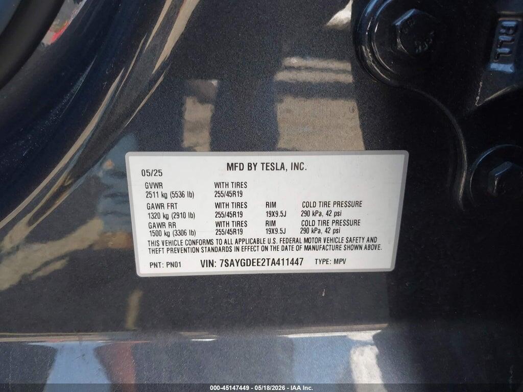 7SAYGDEE2TA411447 2026 TESLA MODEL Y photo no. 9