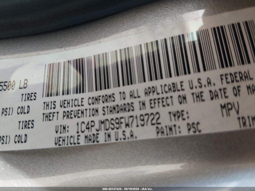 1C4PJMDS9FW719722 2015 JEEP CHEROKEE photo no. 9