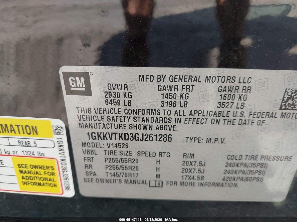 1GKKVTKD3GJ261286 2016 GMC ACADIA photo no. 9