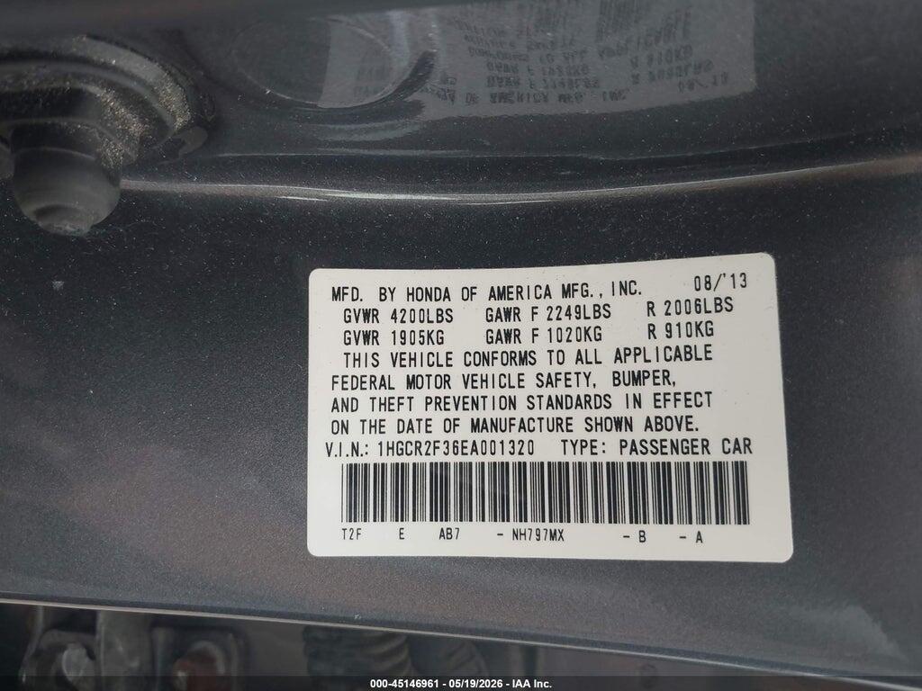 1HGCR2F36EA001320 2014 HONDA ACCORD photo no. 9