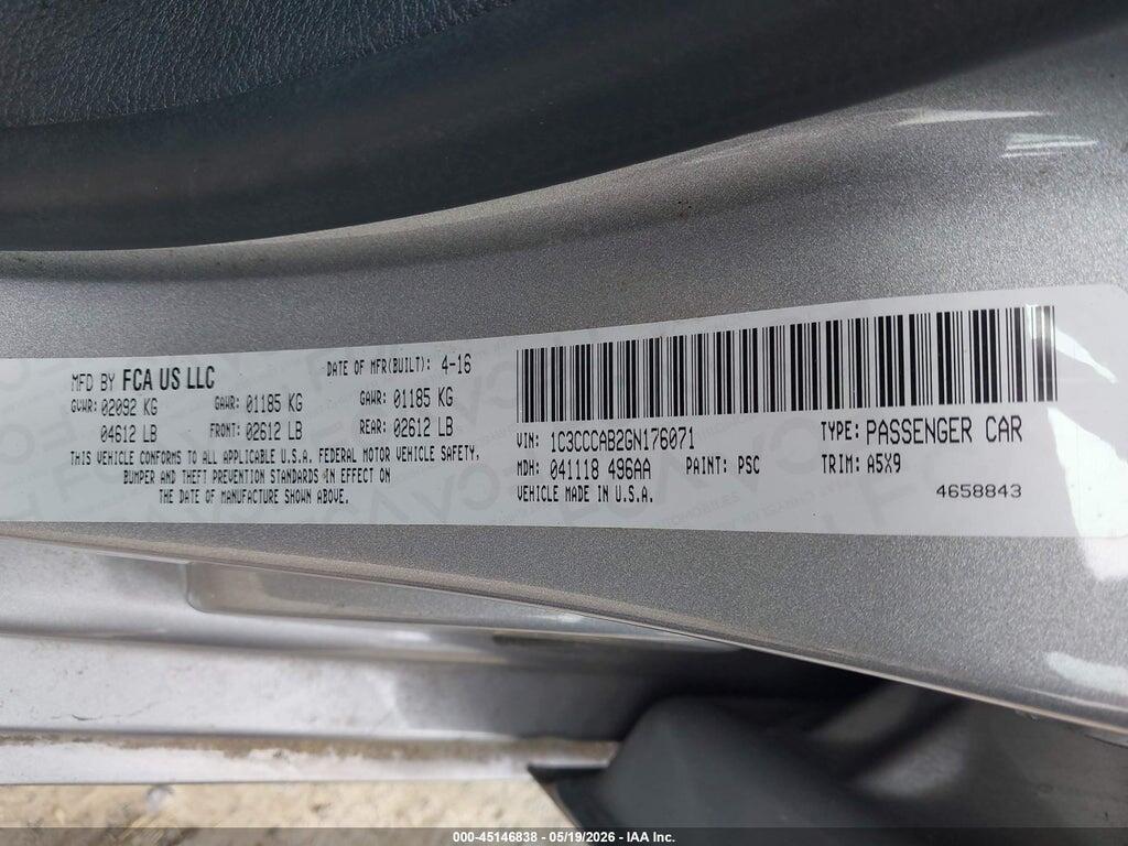 1C3CCCAB2GN176071 2016 CHRYSLER 200 photo no. 9