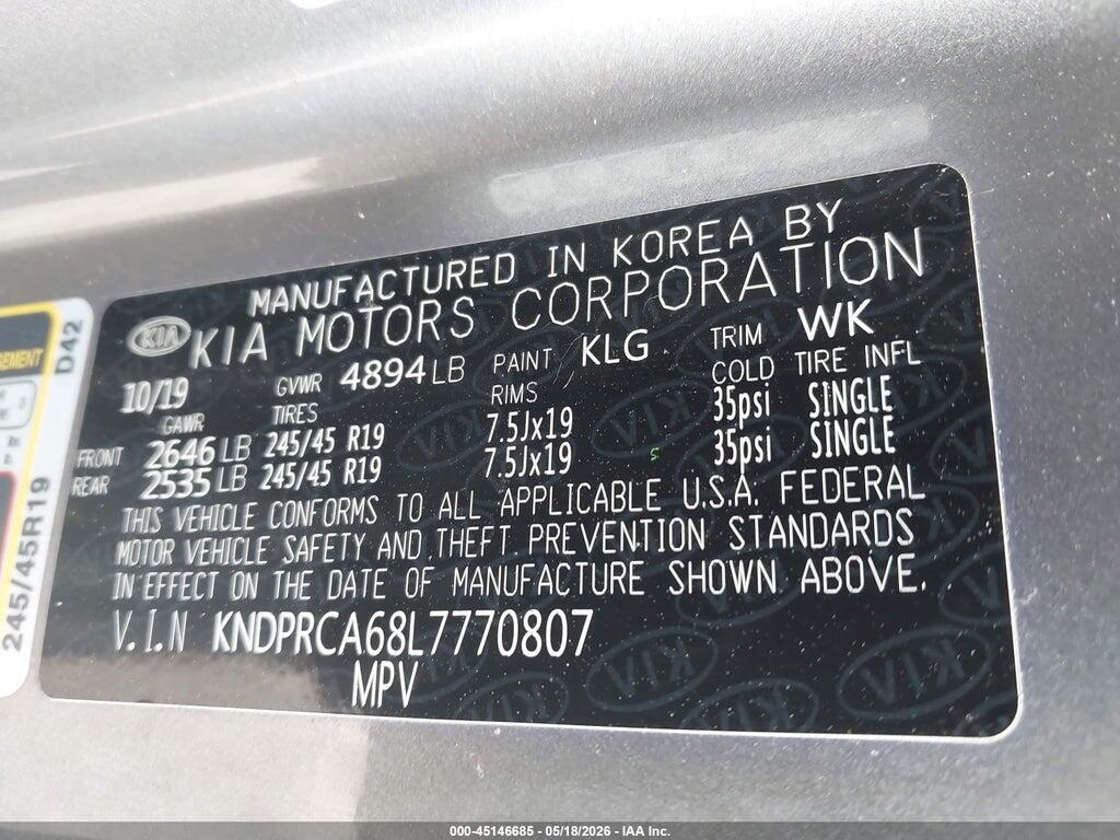 KNDPRCA68L7770807 2020 KIA SPORTAGE photo no. 9