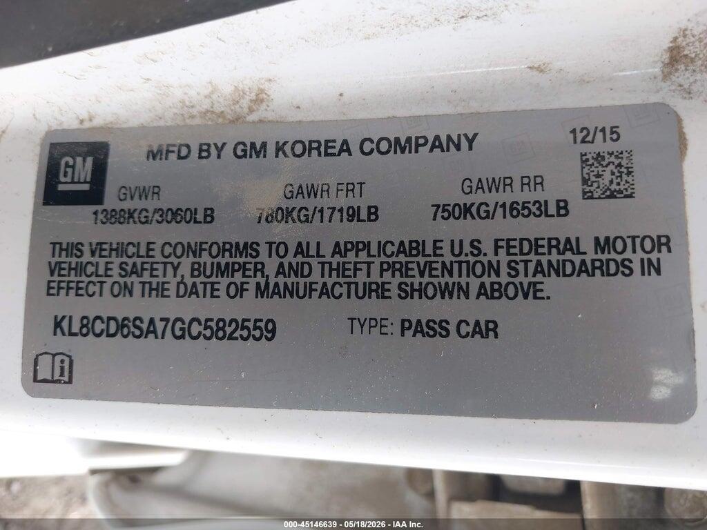 KL8CD6SA7GC582559 2016 CHEVROLET SPARK photo no. 9