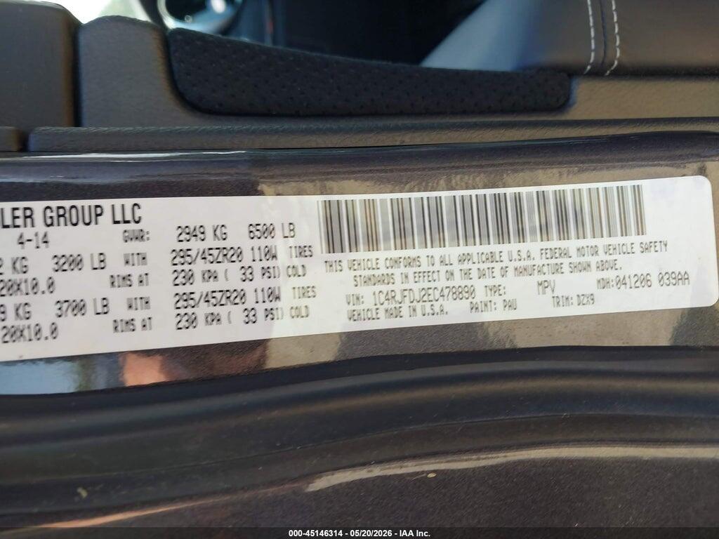 1C4RJFDJ2EC478890 2014 JEEP GRAND CHEROKEE photo no. 9