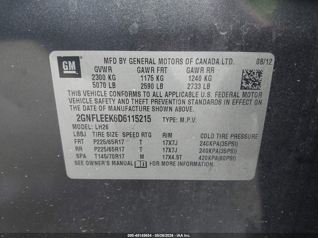 2GNFLEEK6D6115215 2013 CHEVROLET EQUINOX photo no. 9