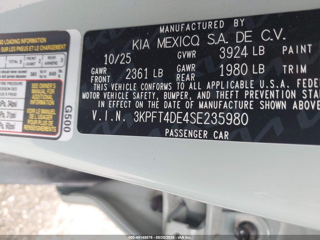 3KPFT4DE4SE235980 2025 KIA K4 photo no. 9