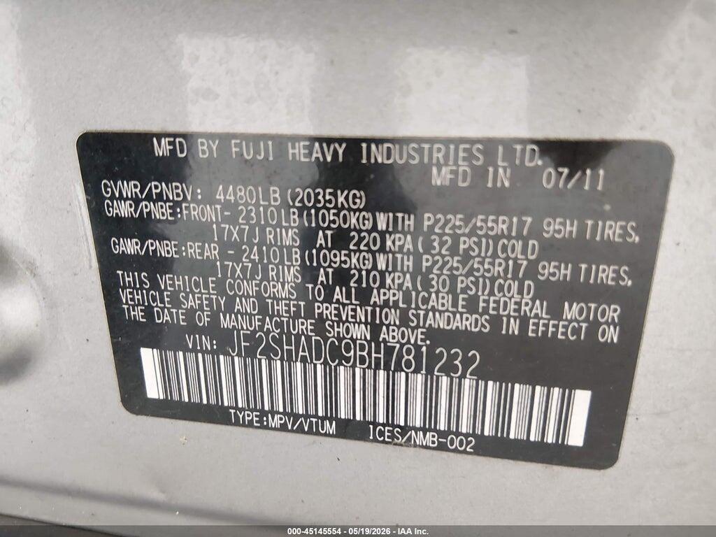 JF2SHADC9BH781232 2011 SUBARU FORESTER photo no. 9
