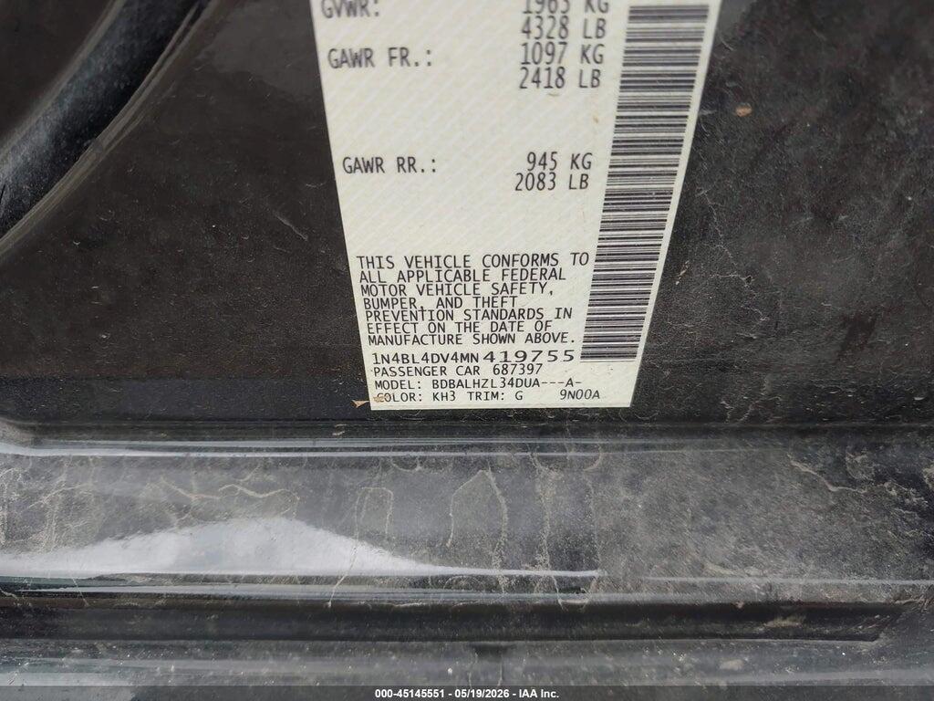 1N4BL4DV4MN419755 2021 NISSAN ALTIMA photo no. 9