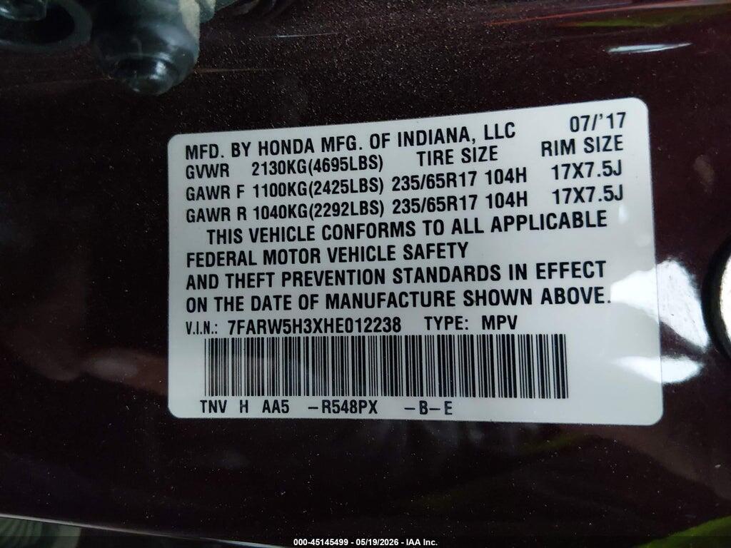 7FARW5H3XHE012238 2017 HONDA CR-V photo no. 9