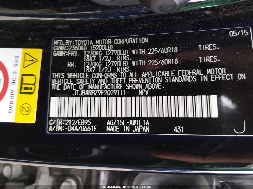 JTJBARBZ9F2029111 2015 LEXUS NX 200T photo no. 9