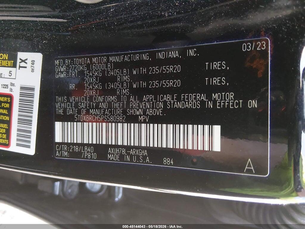 5TDXBRCH5PS580982 2023 TOYOTA HIGHLANDER photo no. 9