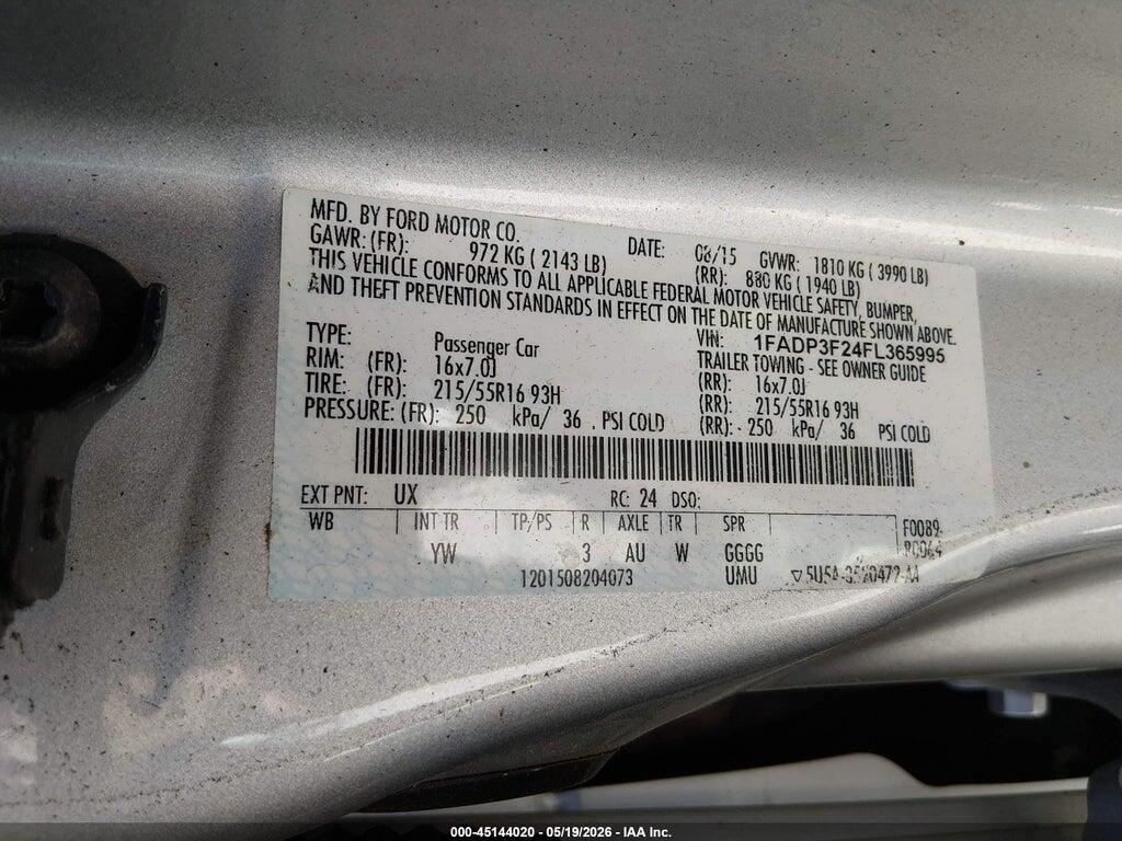1FADP3F24FL365995 2015 FORD FOCUS photo no. 9