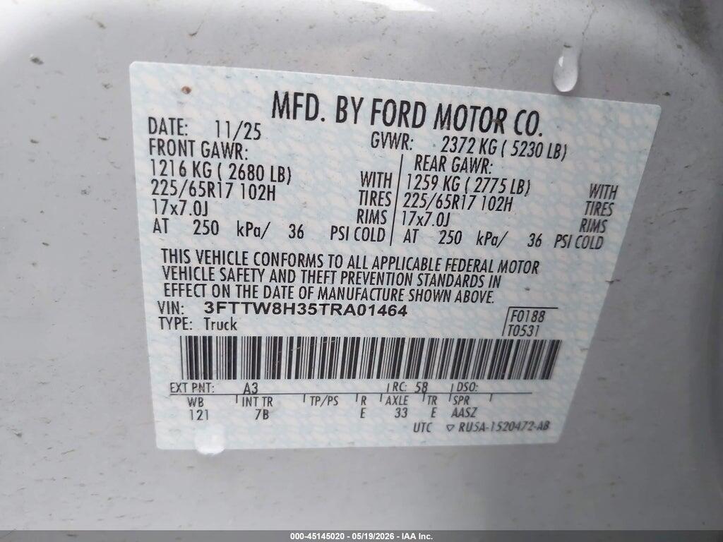 3FTTW8H35TRA01464 2026 FORD MAVERICK photo no. 9