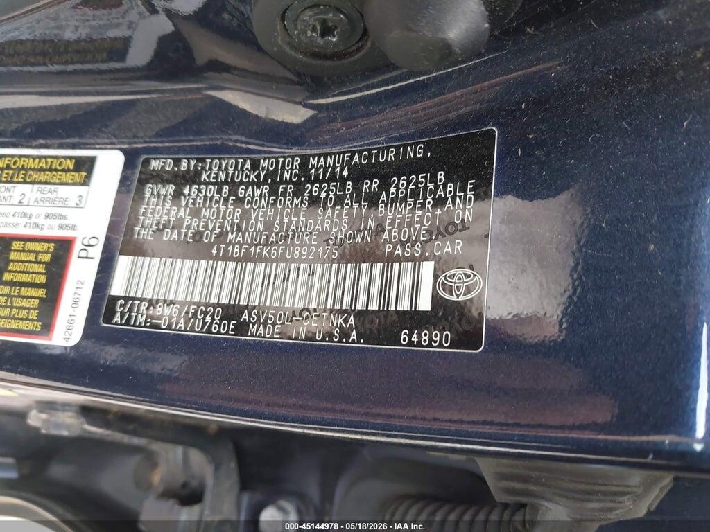 4T1BF1FK6FU892175 2015 TOYOTA CAMRY photo no. 9