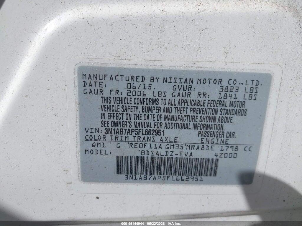 3N1AB7AP5FL662951 2015 NISSAN SENTRA photo no. 9