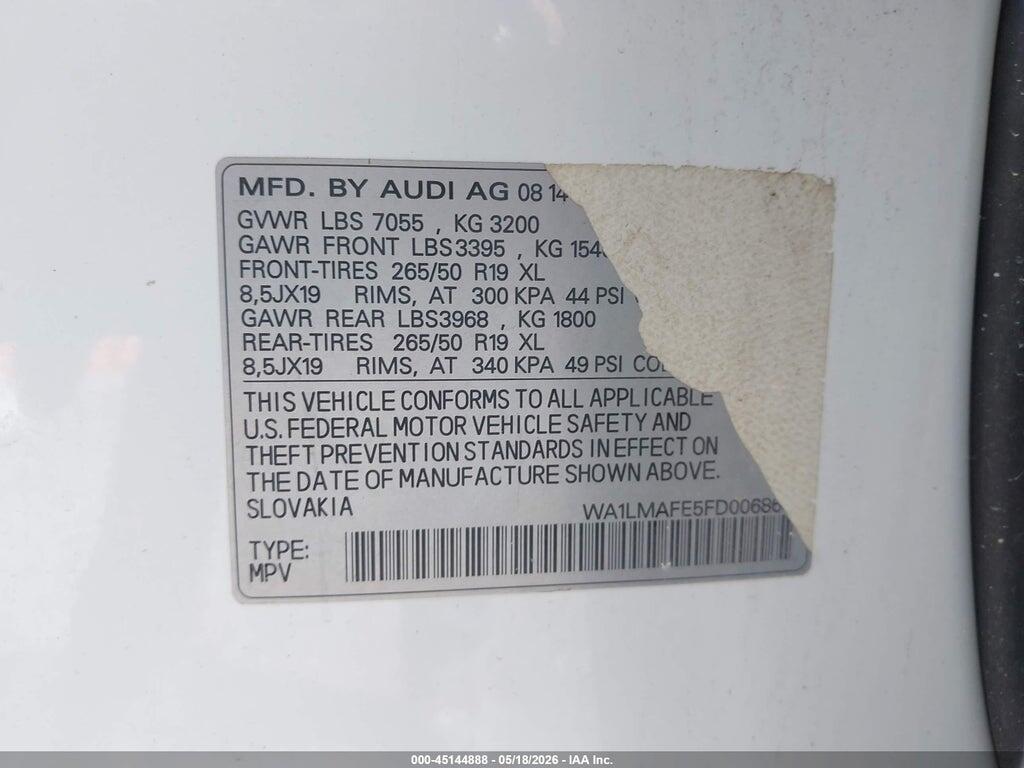 WA1LMAFE5FD006866 2015 AUDI Q7 photo no. 9