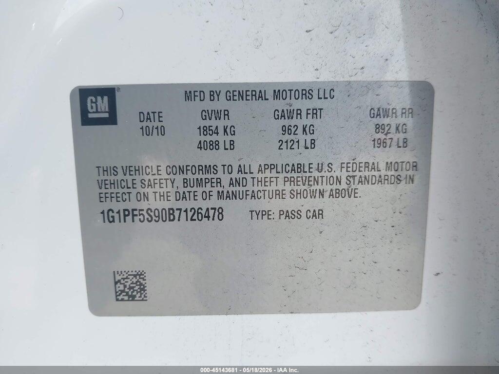1G1PF5S90B7126478 2011 CHEVROLET CRUZE photo no. 9