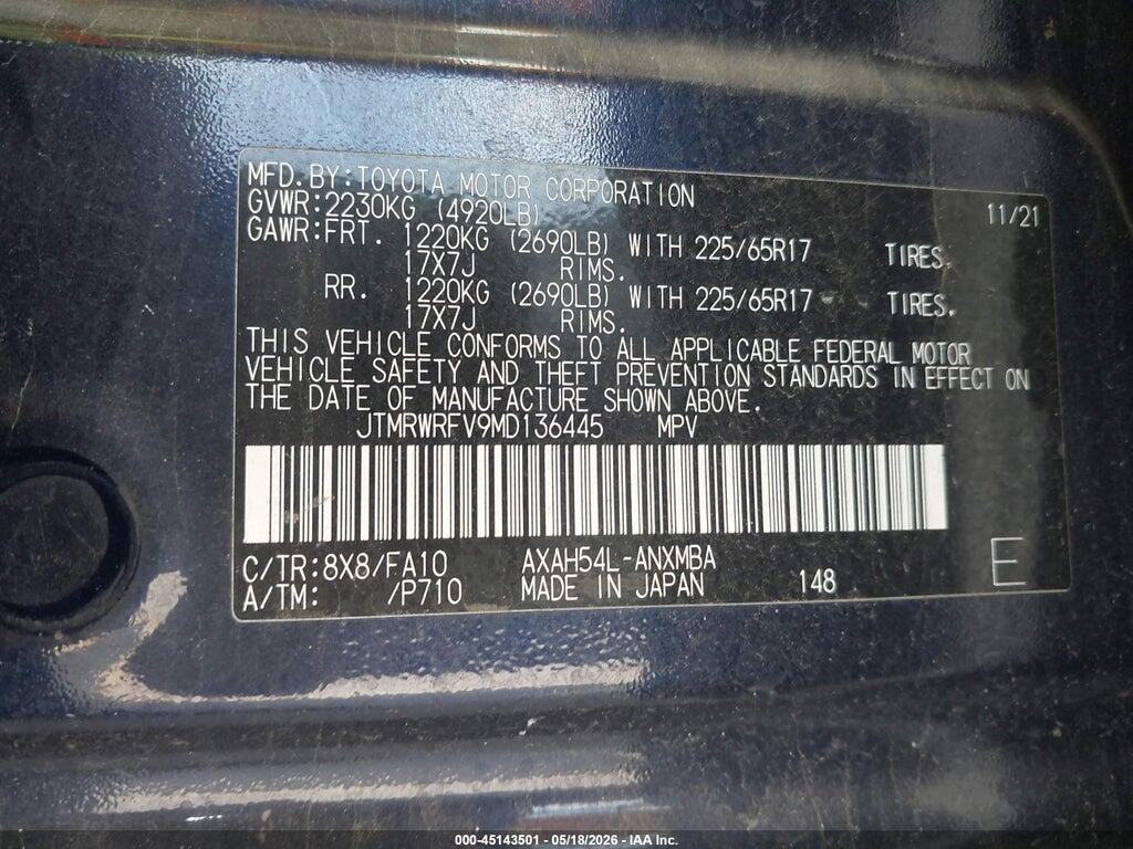 JTMRWRFV9MD136445 2021 TOYOTA RAV4 HYBRID photo no. 9