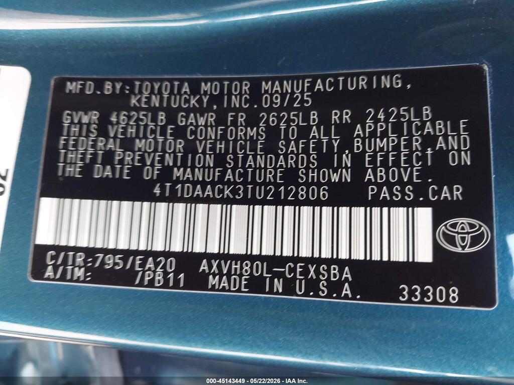 4T1DAACK3TU212806 2026 TOYOTA CAMRY photo no. 9