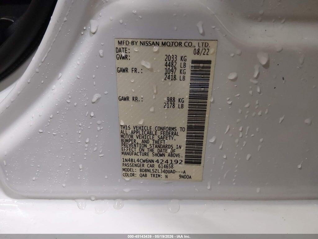 1N4BL4CW6NN424192 2022 NISSAN ALTIMA photo no. 9