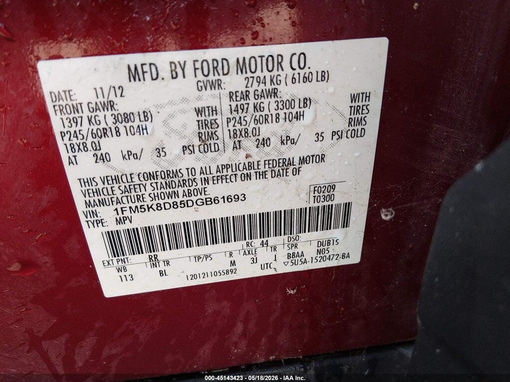 1FM5K8D85DGB61693 2013 FORD EXPLORER photo no. 9