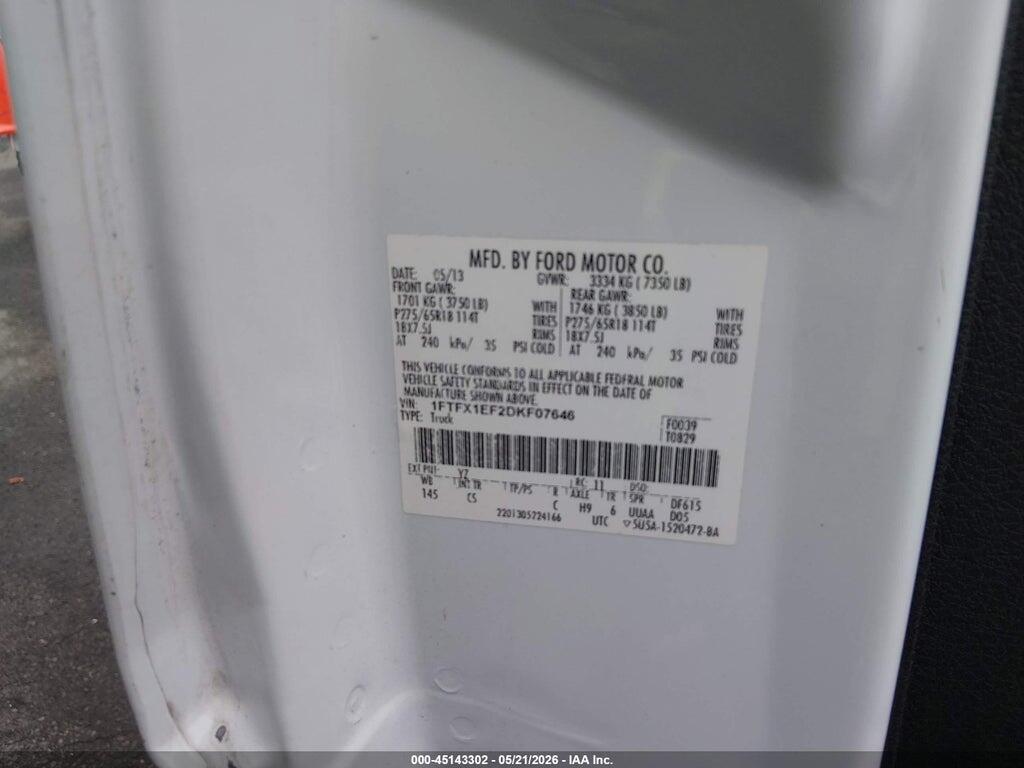1FTFX1EF2DKF07646 2013 FORD F-150 photo no. 9