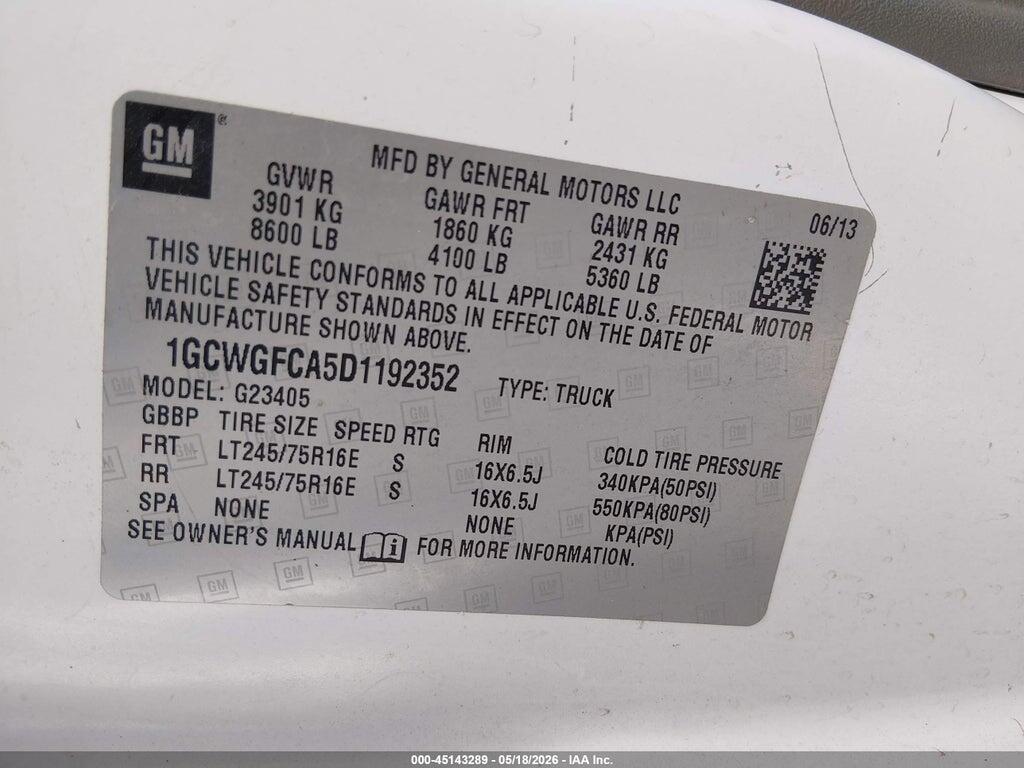 1GCWGFCA5D1192352 2013 CHEVROLET EXPRESS 2500 photo no. 9