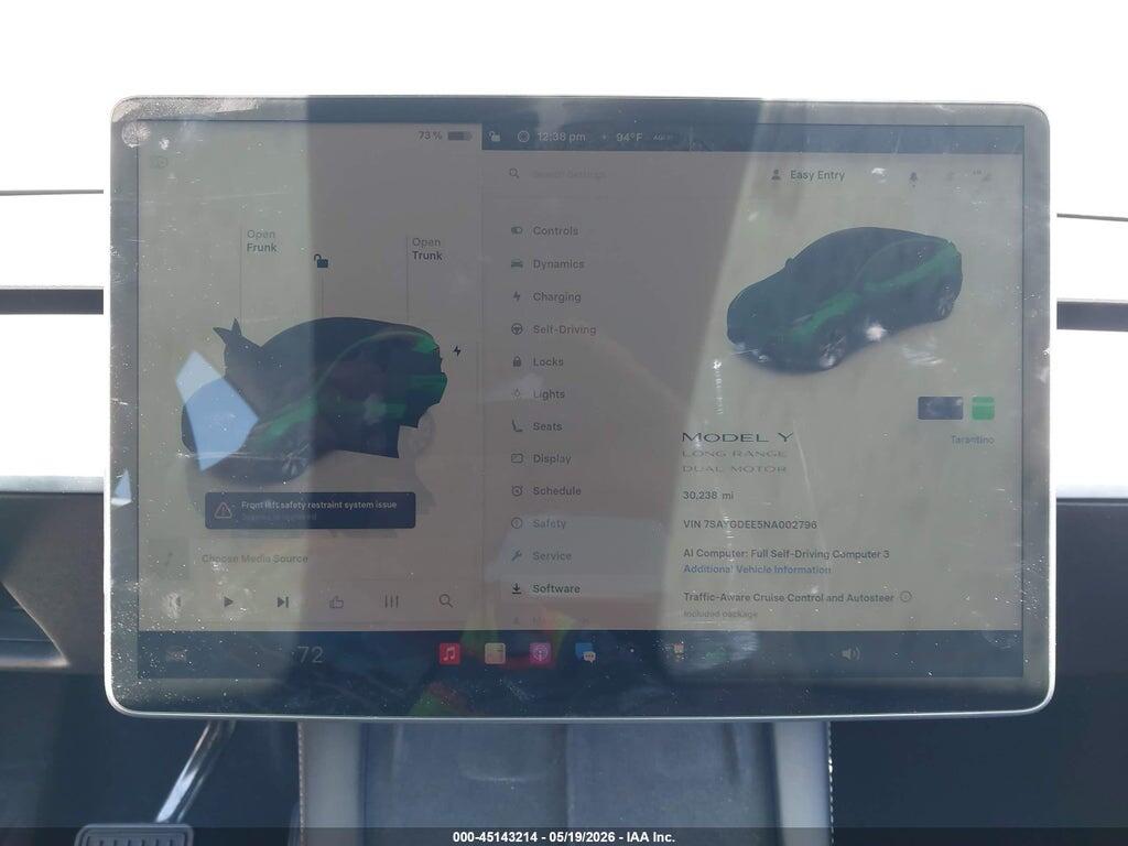 7SAYGDEE5NA002796 2022 TESLA MODEL Y photo no. 7
