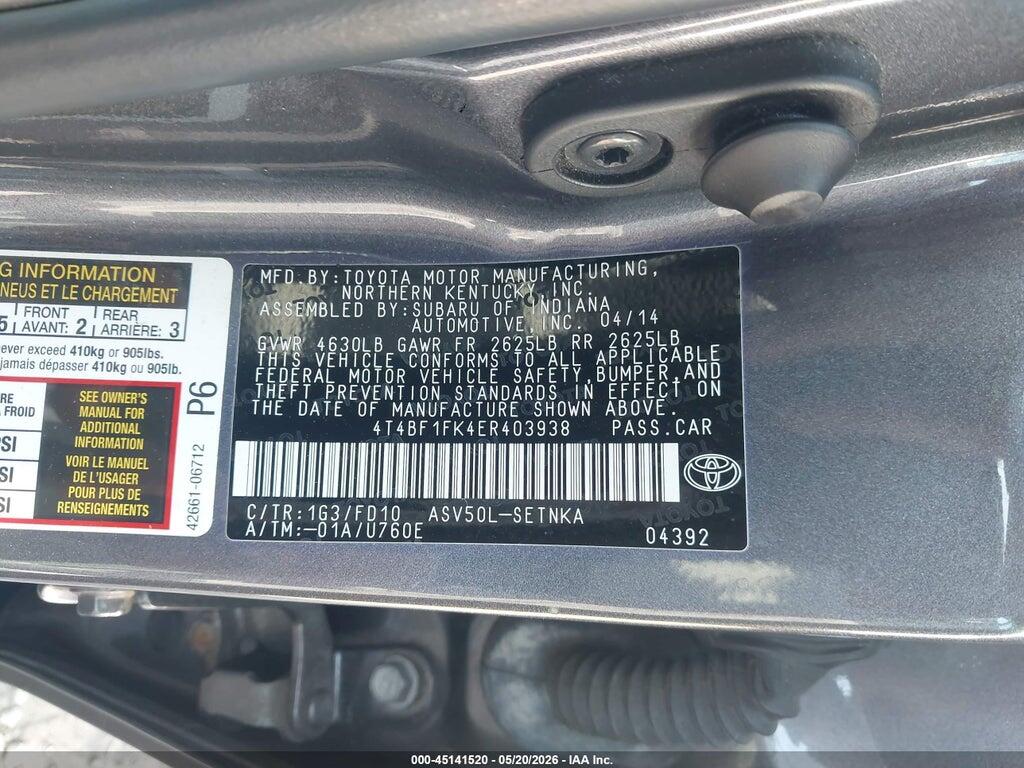 4T4BF1FK4ER403938 2014 TOYOTA CAMRY photo no. 9