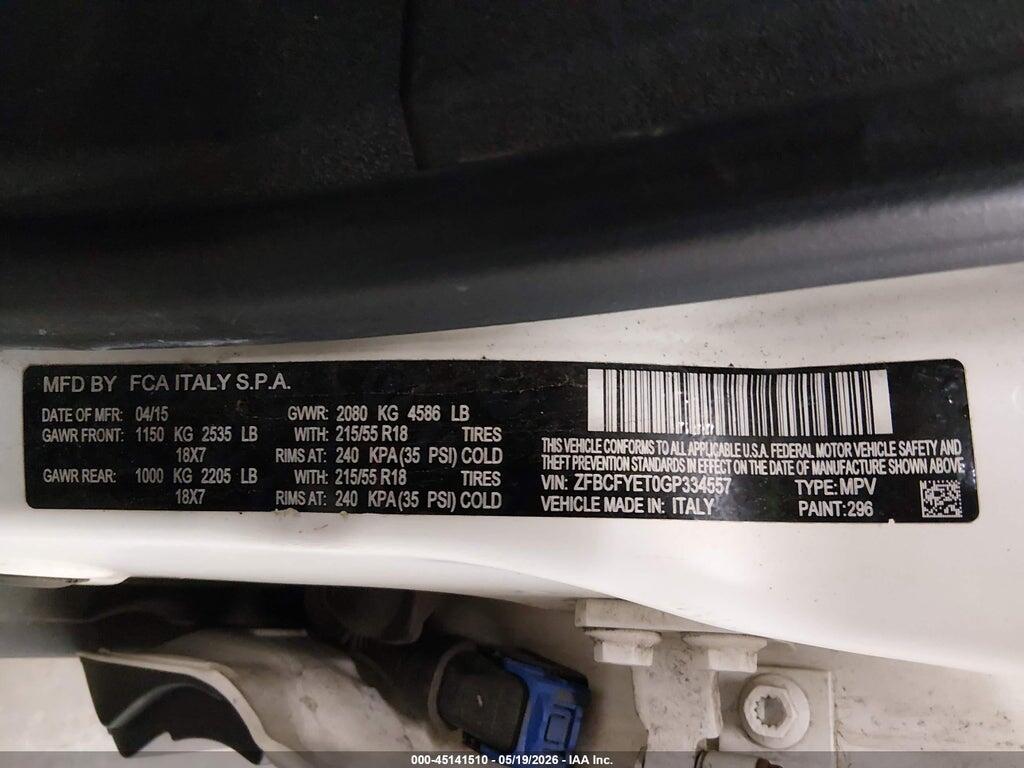 ZFBCFYET0GP334557 2016 FIAT 500X photo no. 9